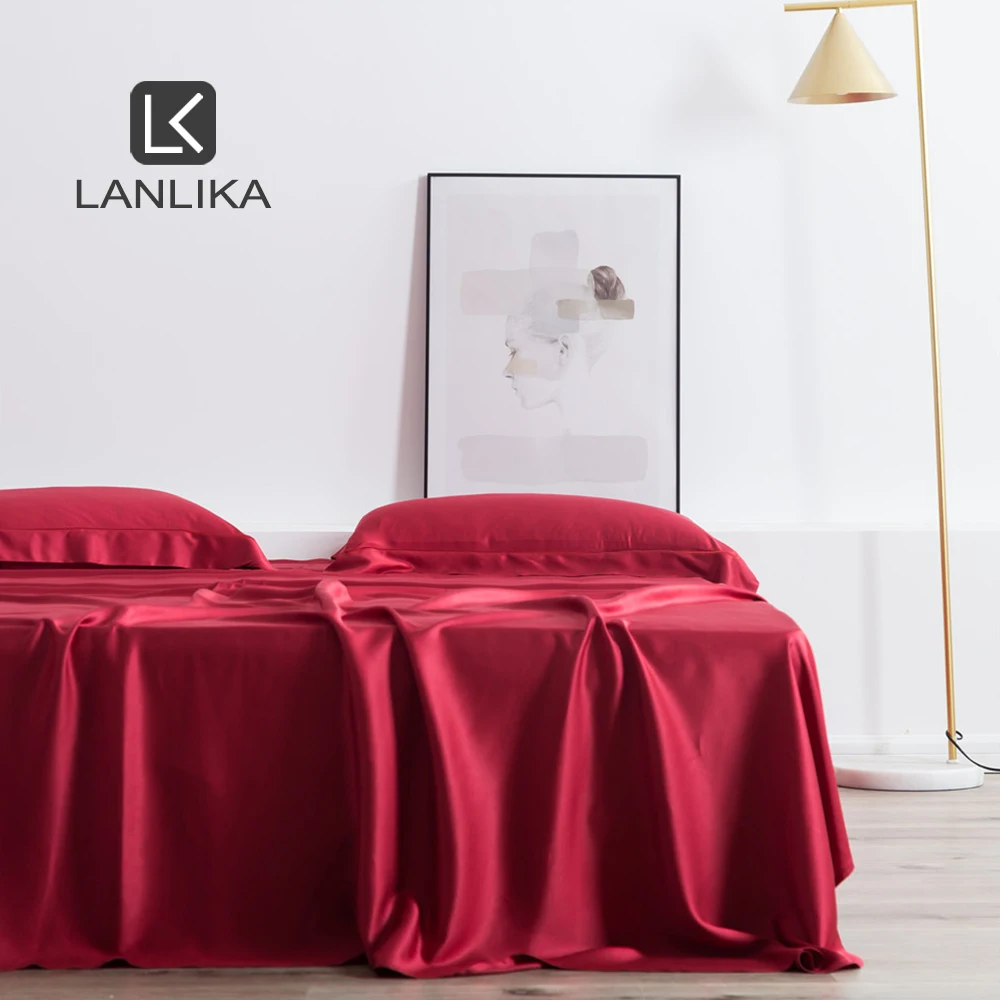 Lanlika роскошная женская Простыня из 100% шелка 25 Momme шелковистая здоровая и красивая