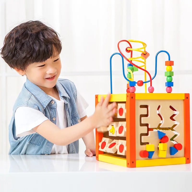 

[Wooden Toys] Muwanshijia Educational Multi-functional Intelligence Box Yt2021 Infants Early Education Bead Toy
