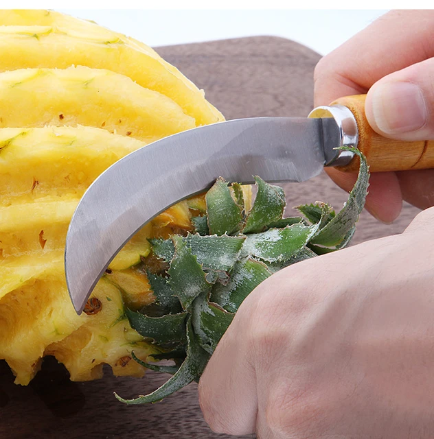 1pc Stainless Steel Fruit Knife With Wooden Handle, Pineapple Cutter &  Banana Knife, Suitable For Peeling Fruits And Vegetables