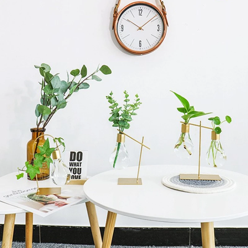BMBY-современная Золотая лампочка в форме вазы, креативная прозрачная гидропонная ваза для растений, стеклянная Настольная Ваза, Террариум ВАСО для дома и свадьбы