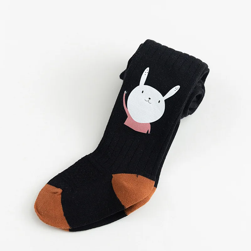 Новые вязаные колготки с принтом для девочек, осенние детские носки, колготки - Цвет: Черный