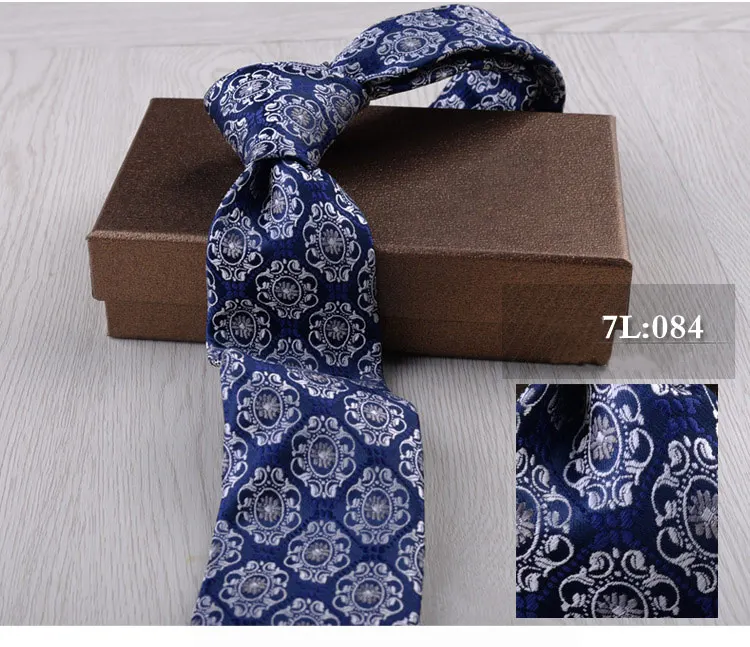 Модный жаккардовый тканый полиэфирный мужской галстук 7 см, повседневный обтягивающий галстук с цветочным узором пейсли, деловой Свадебный тонкий галстук