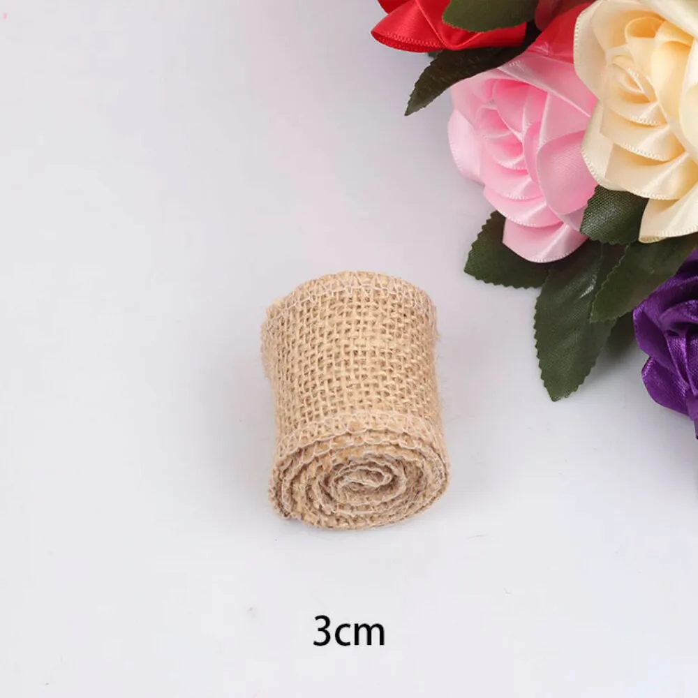 QIBU 2m Jute Burlap Webbing Multi Size Natural Hemp Ribbon Wedding Party Crafts Decoration DIY Party Gifts Packing Webbing