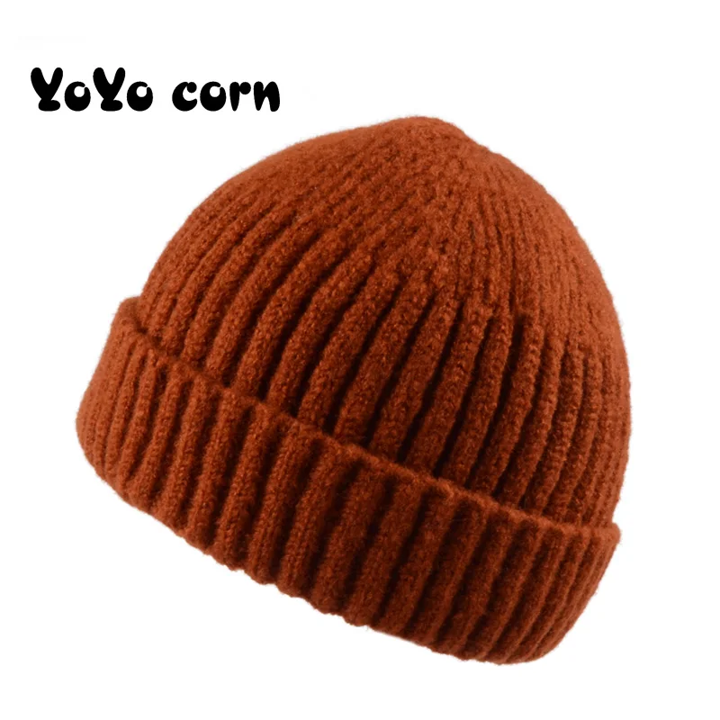 YOYOCORN Балаклава, вязаные шапки, простая женская вязаная шапка, женская брендовая Высококачественная зимняя Лыжная шапка с кроличьим мехом, помпоны, теплая шапка - Цвет: 2