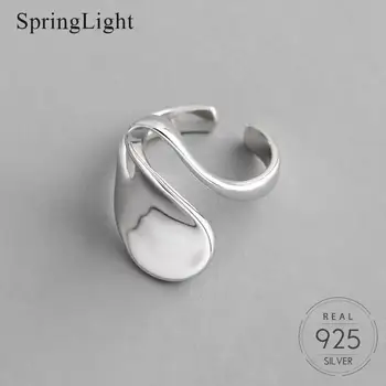 

Springlight Hammered Wave Pattern Open Ring Real 925 Sterling Silver Individuality Abstract Design Fashion Jewelry Women Rings