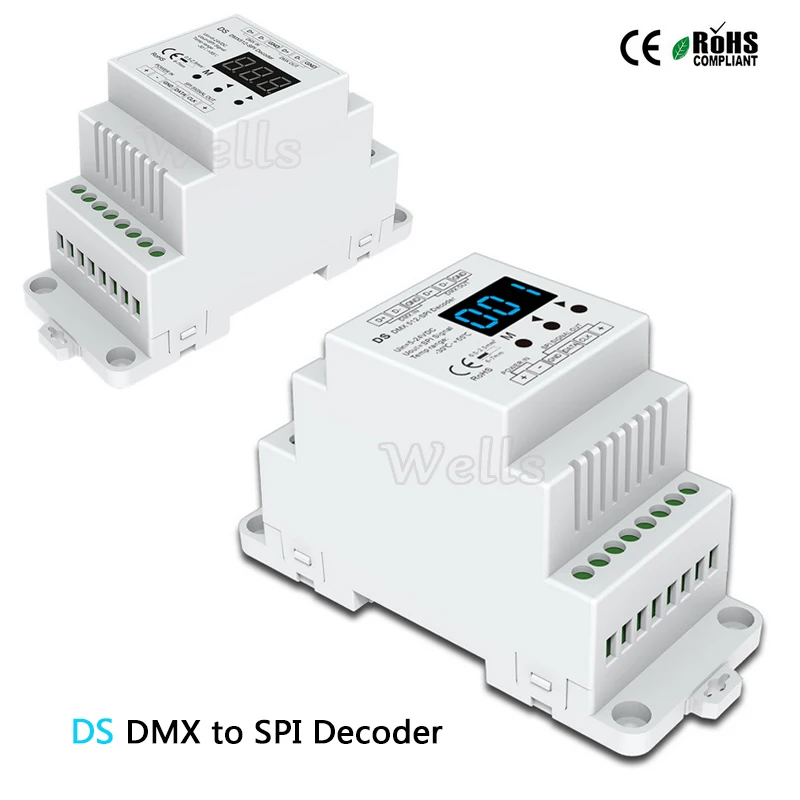 

DS;DC5V 12V 24V DMX512 signal to SPI Converter DMX decoder controller support 6803/8806/2811/2812/2801/3001/9813 IC