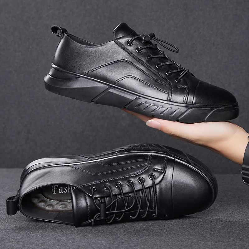 

Large size 38-48 Men Casual Shoes Genuine Leather shoes mens Designer solid Classic Fashion Male Lace up Flats shoes men