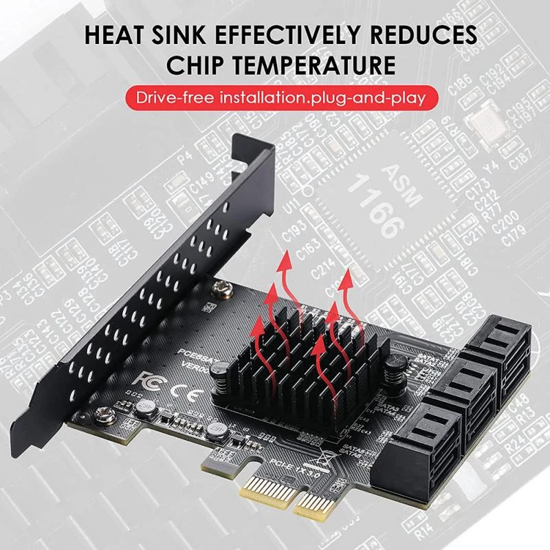 Hot Asm1166 Sata Pcie Adapter 6 Port Sata Iii To Pci Express 3.0 X1 ...