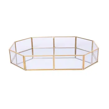 

Mirror Gold Octagonal Square Jewelry Tray Dish Plate Decor Tray Jewelry Display