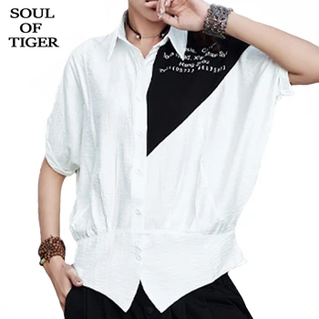 

SOUL OF TIGER 2020 Summer Clothes Fashion Tops Ladies Vintage Patchwork Shirts Womens Casual Loose Blouses Oversized Streetwear