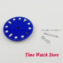 31,3 мм супер светящееся синее окно с датой набора часы циферблат подходит Mingzhu DG2813 MIYOTA 8215 ETA 2836 механизм(циферблат+ рука) D109