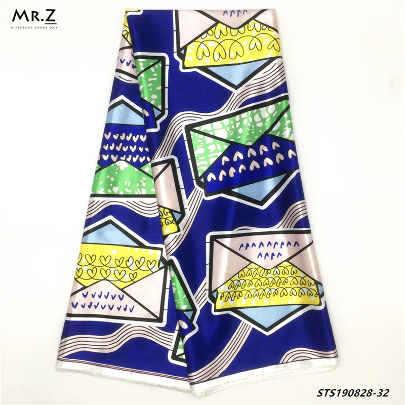 Mr. Z высокая плотность цифровая печать атласная ткань последние блестящие батик узор печать ткань Африканская DIY Ткань 5 ярдов