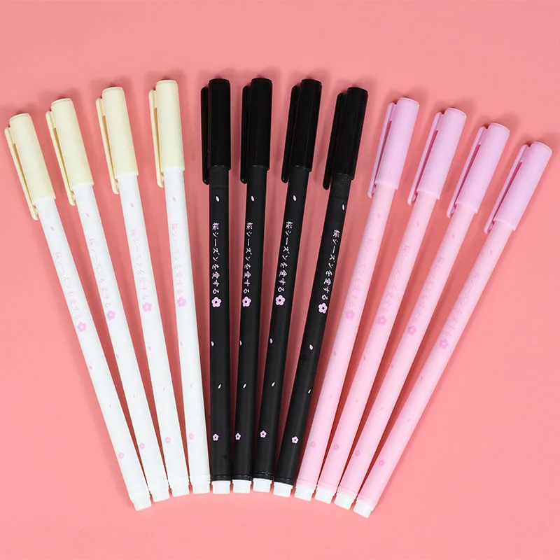 

12 шт. гель с цветком вишни 0,5 мм Милая ручка новинка канцелярские принадлежности кавайная ручка для учеников Милая Черная ручка для подписи ...