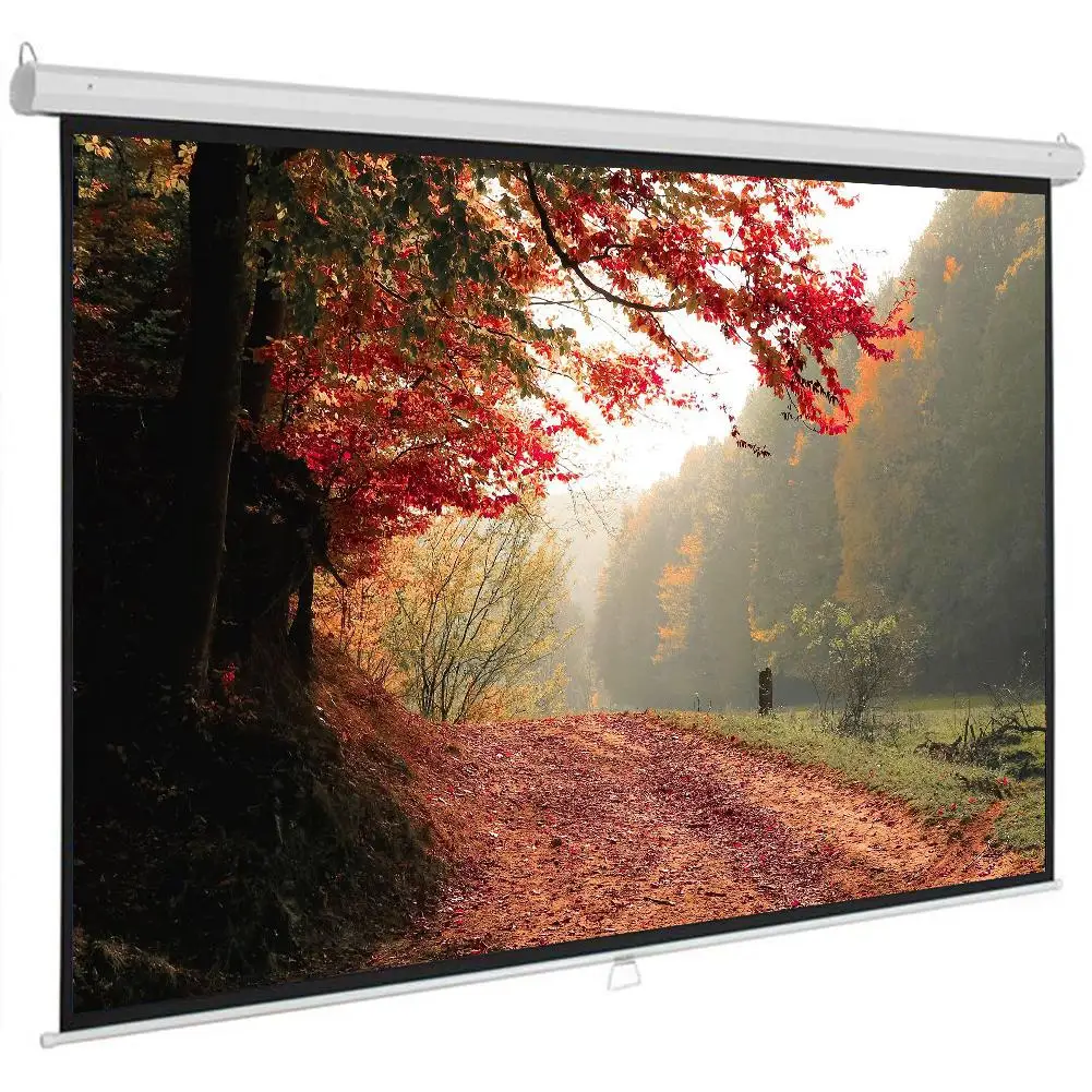 

160 degrees 84" 16:9 Manual Projector Screen Household Manual Pull Down Projector Projection Screen Home Theater Movie
