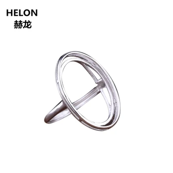 

925 Sterling Silver Women Engagement Wedding Ring 15x23mm Oval Cabochon Semi Mount Ring fit Amber Turquoise Wholesale Adjustable