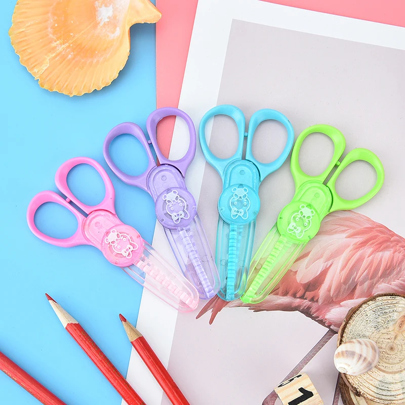 DIY lindo plástico kawaii tijeras para cortador de papel para álbum de recortes niños Oficina escuela suministros coreano papelería estudiante
