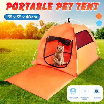 

Pet Dog Cat Tent Waterproof Oxford cloth Portable Anti-mosquito All Seasons Bed Dirt-resistant Soft Outdoor Kennels Blue Orange