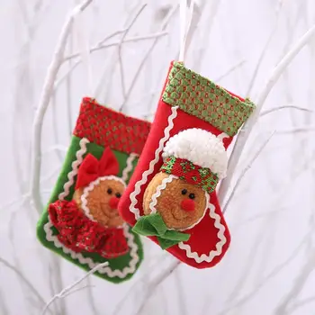 

Christmas Decoration Socks Gift Bags Gingerbread Man Style Christmas Party Old man Snowman Deer Pentagram Snowflake Xmas Pendant