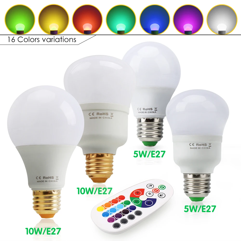 Светодиодная лампа RGB E27 с пультом дистанционного управления декоративный