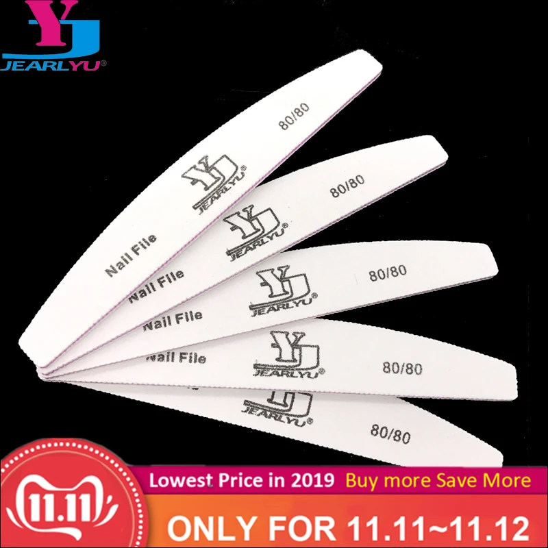 

5 Pcs Lime A Ongle Professionel Nail File 80/80 Grit Kit Unhas De Gel Nail Files Set White Moon Style Acrylic Nail File Block
