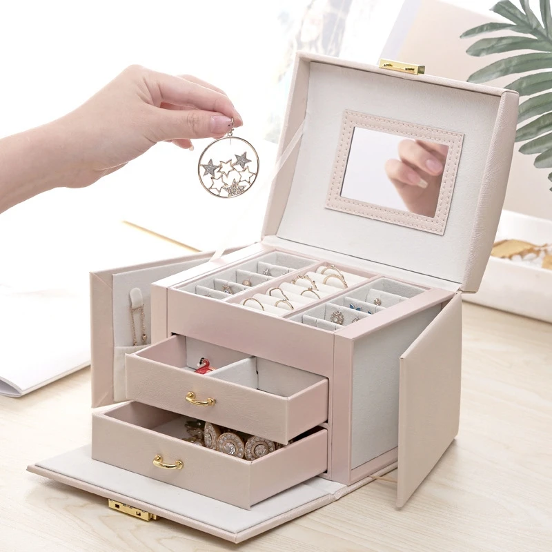 ABSS-Casegrace многофункциональная коробка для хранения кожаных украшений, органайзер, многослойный дисплей для ювелирных изделий