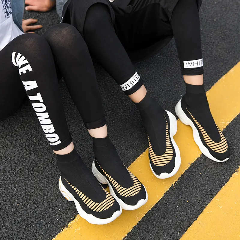 Gold MWY/мужские высокие кроссовки; летающие плетеные носки; обувь; Schoenen Mannen; черные кроссовки; мягкая удобная повседневная обувь для пары; размера плюс - Цвет: Gold