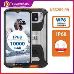 OUKITEL WP6 4G водонепроницаемый смартфон, экран 6,3 дюйма, 10000 мАч, 6 ГБ ОЗУ 128 Гб ПЗУ