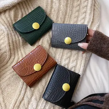 

PinShang Women Short Wallet PU Leather Crocodile Vertical Purse ID Bank Card Money Holder