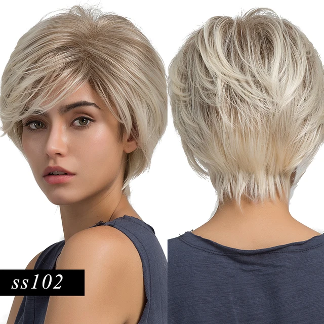 Element Synthetic Short Straight Brown Pixie Cut Wigs Fluffy Layered Hairstyle For White Black Women Daily Wear Synthetic None Lace Wigs Aliexpress