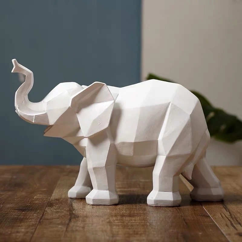 

Modern Resin Geometric Black White Elephant Decoration Creative Model Room Home Decoration Origami Animal Furnishings