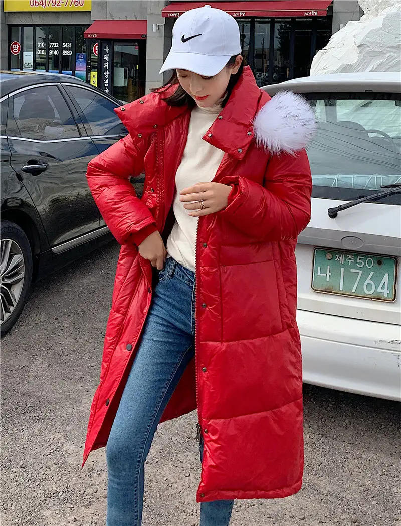 Women Winter Long Parka Fashion Space Cotton Padded Warm Thicken Jacket Coat Ladies Coat Long Outwear