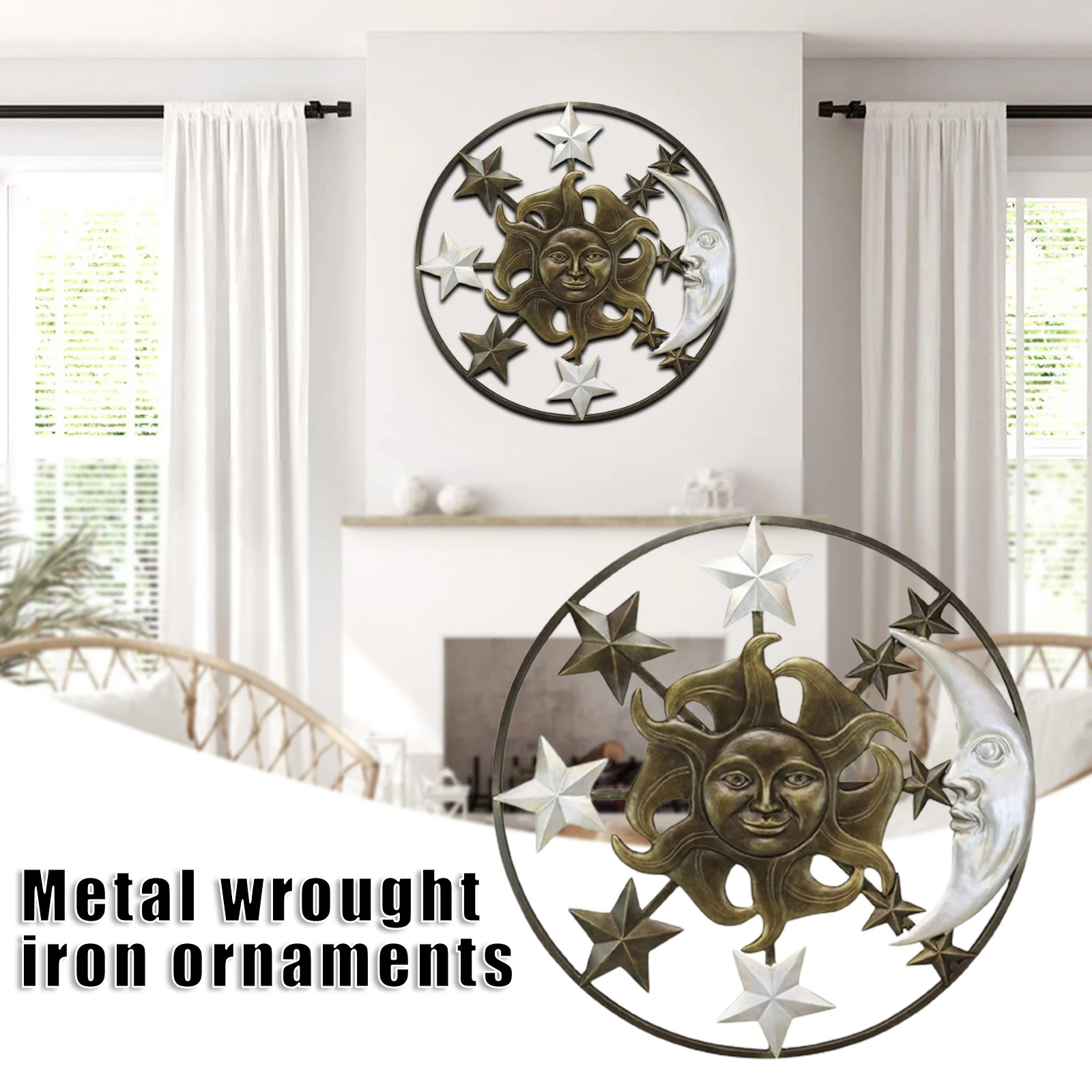 Iron Sun Art Decor TV Backdrop Wall Hanging Ornament Outdoor Garden Silhouette Artwork For Fence Ship | Дом и сад