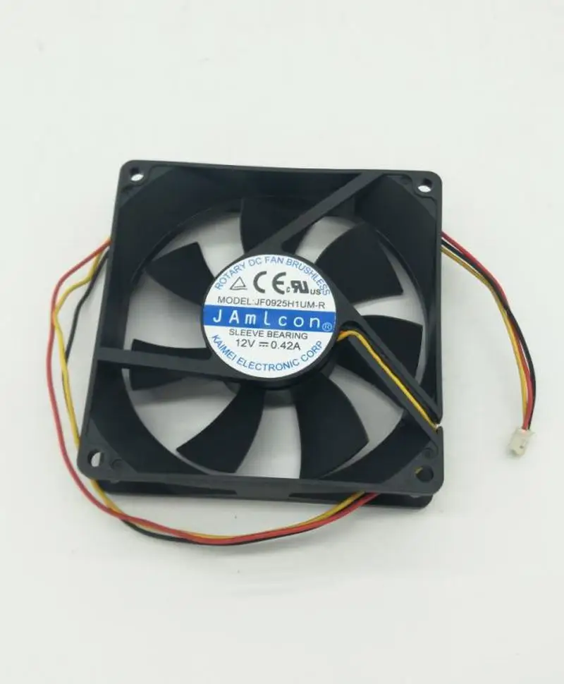 Для Jamicon JF0925H1UM-R DC 12V 0.42A, Размеры: 90x90x25 мм 3-Провода Сервер площадь Вентилятор
