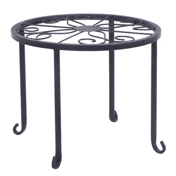 

4Pcs Balcony Floor Stand Plant Racks Balcony Round Flower Pot Rack Outdoor Window Iron Bonsai Stand Decoration