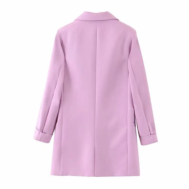 WT234 Европейский Дизайн двубортный фиолетовый цвет блейзер верхняя одежда женская шикарная уличная