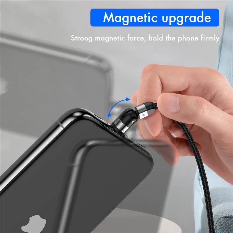 Магнитный кабель USLION с поворотом на 2020 ° Micro USB Type C зарядное устройство для iPhone 11 Pro