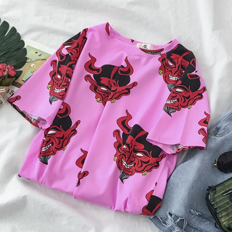 Женская футболка в стиле Харадзюку повседневные свободные смешные футболки с