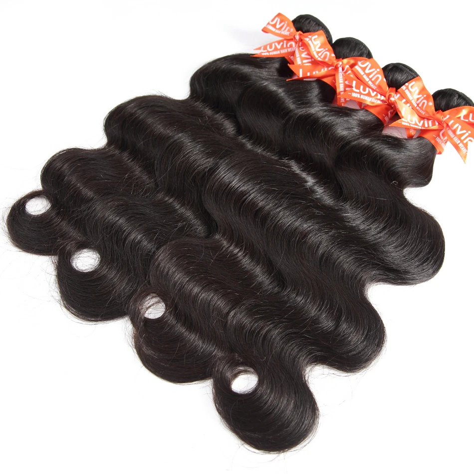 Luvin OneCut волосы, объемная волна, 8-40, 28, 30, 32 дюйма, бразильские волосы remy, натуральный цвет, 4 пряди, человеческие волосы, двойной рисунок