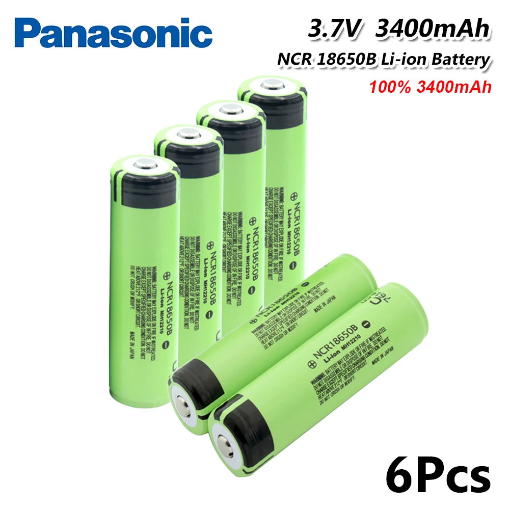 Аккумулятор Panasonic 18650 3400mAh 3,7 V Li-Ion Rechargebale с защитой от PCB NCR 18650B для игрушек с фонариком