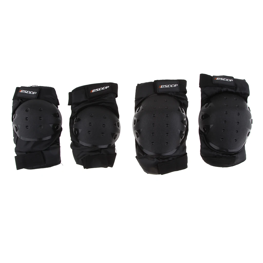 4 Pcs Black Elbow Knee Shin  Gear Guard Protector For Riding
