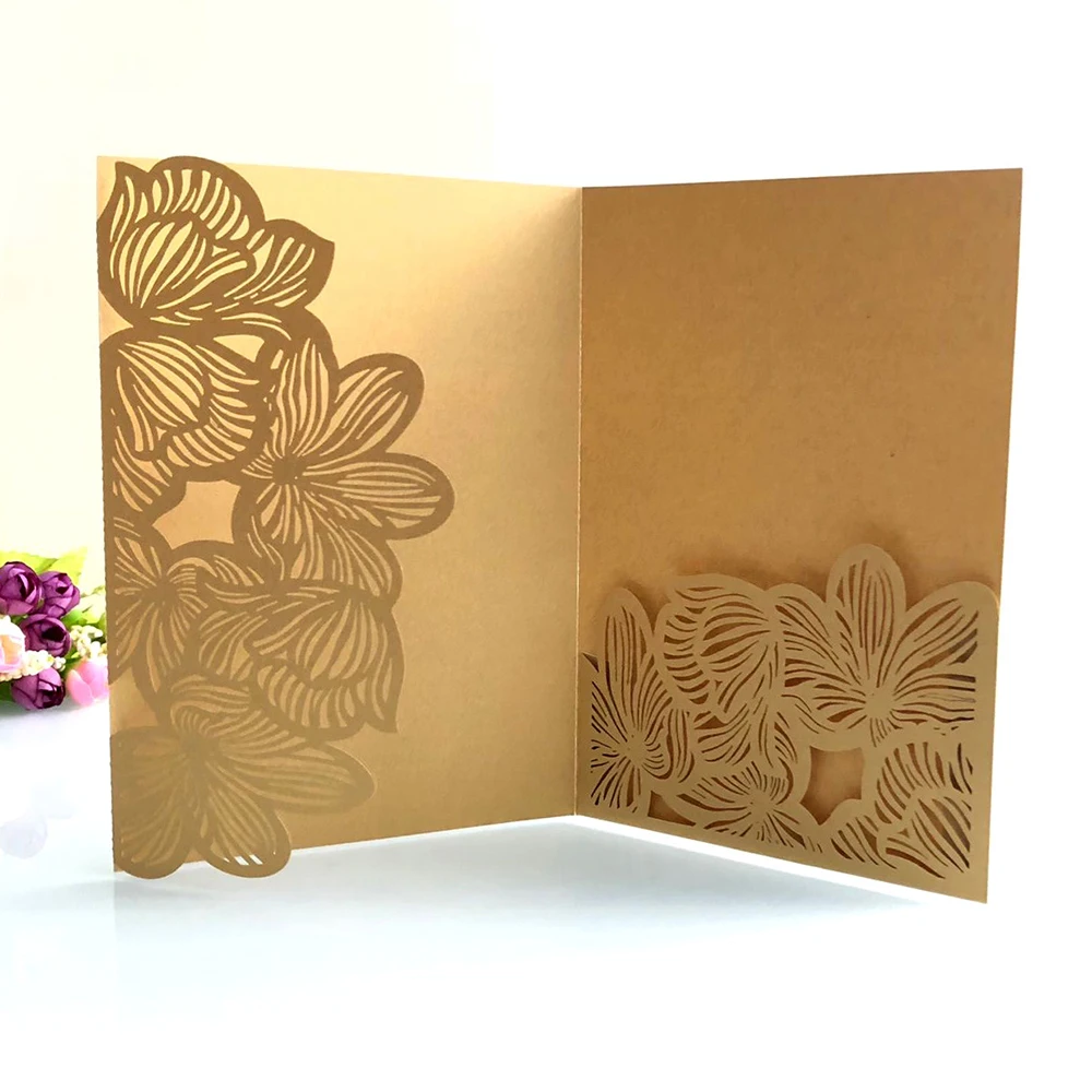  10pcs/lot Wedding Invitations elegant Card set Hollow out Luxury Laser Cut Baby Shower With Free En - 4.00028E+12