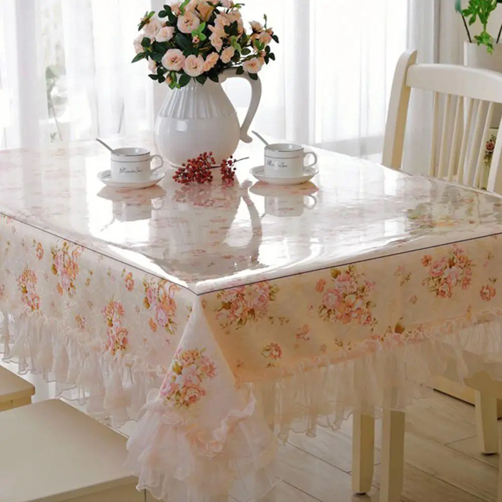  Multi-size Transparent PVC Tablecloth Waterproof Square Round Tablecloth Scratch-resistant Oil-proo