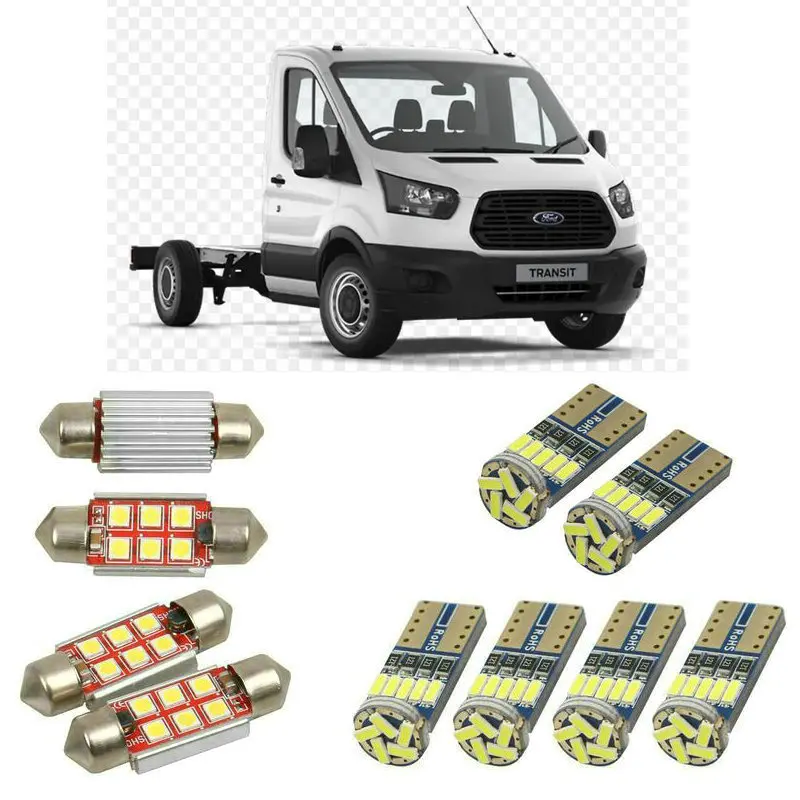 Interior led Car lights For Ford transit platform chassis flat van fa box bulbs for cars License Plate Light 6pc | Автомобили и