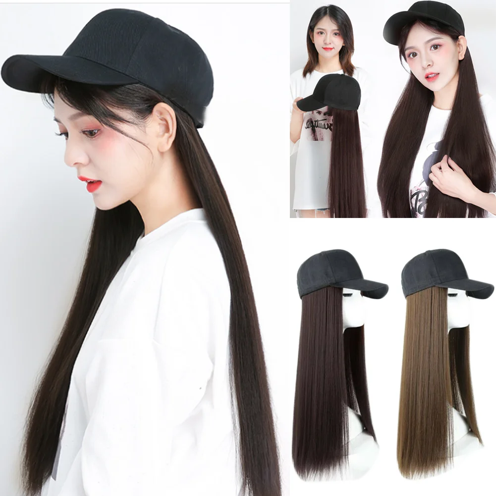 

Dropshipping New Hot Sale Baseball Cap with Synthetic Hair Extension Long Hair Wig Hat for Women SMJ