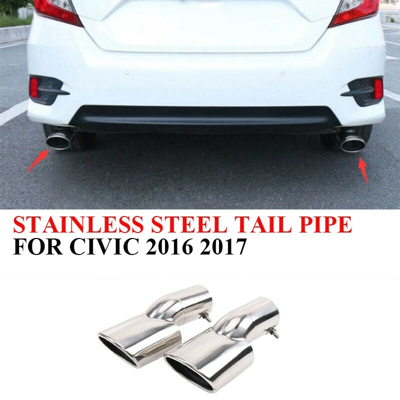 2PCS Car Rear Exhaust Muffler Pipe Stainless Steel Tail Pipe Outlet Tip Pipe for Honda Civic