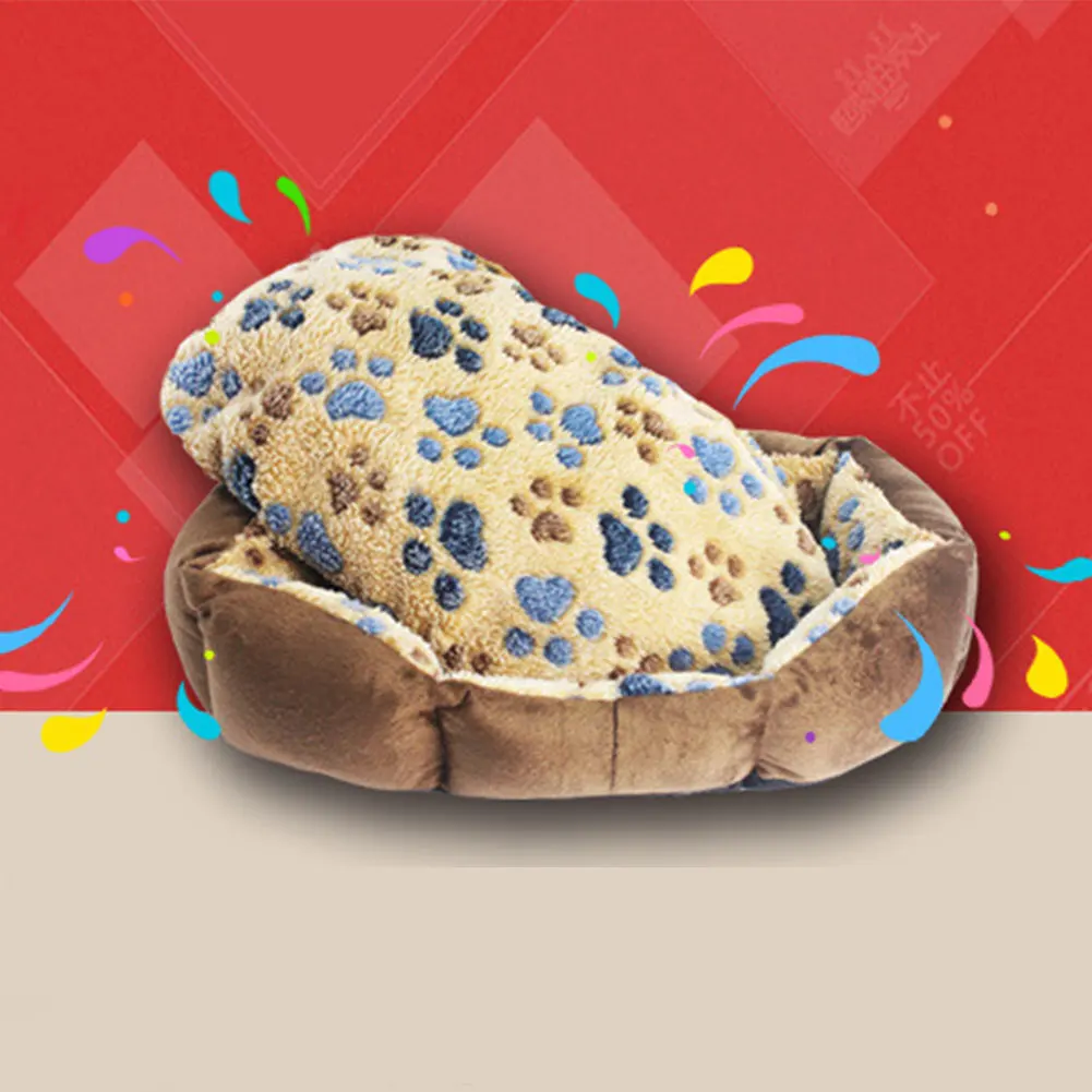 Теплый мягкий отпечаток ноги собака кошка щенок лежак для питомца диван коврик клетка-гнездо подушка