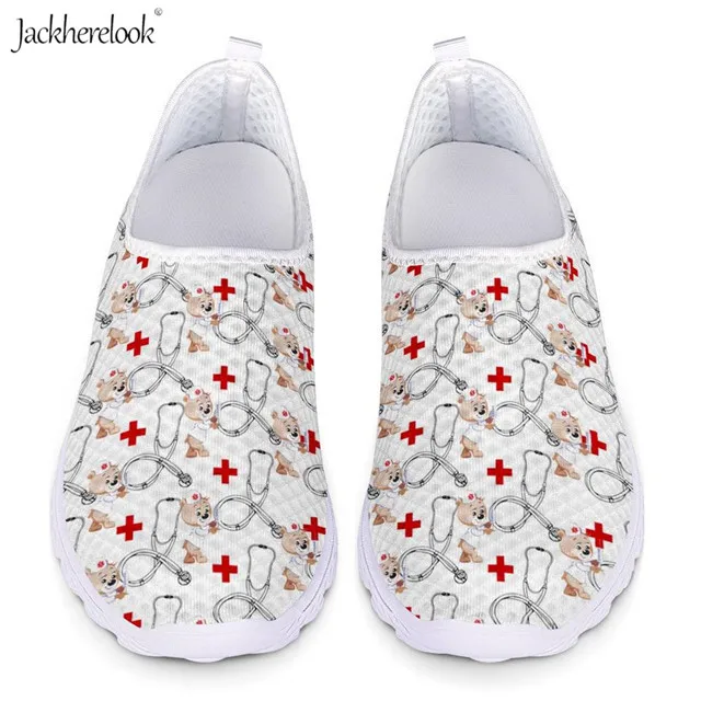 Jackhereluk/Женская обувь на плоской подошве с принтом медсестры; обувь для кормящих девочек; Прогулочные кроссовки для работы; женская обувь из сетчатого материала; легкая обувь; Weigt - Цвет: HXA286AA