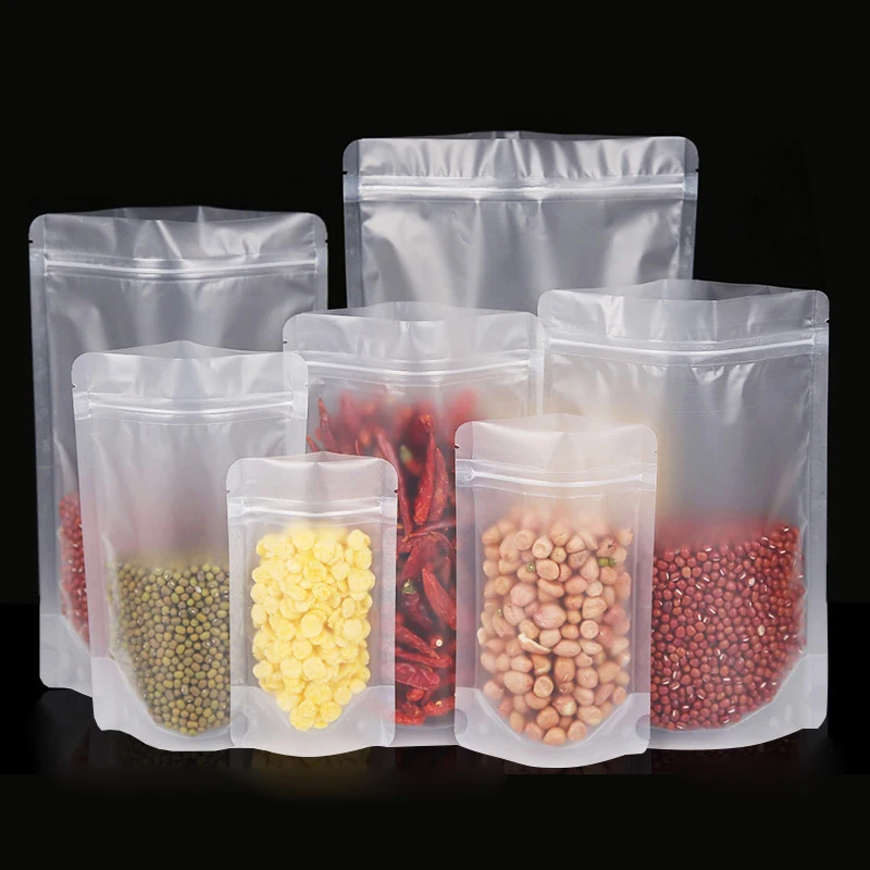 

Free shipping! Frosted Surface Clear Plastic zip lock packaging bags Stand up pe food tea package pouches