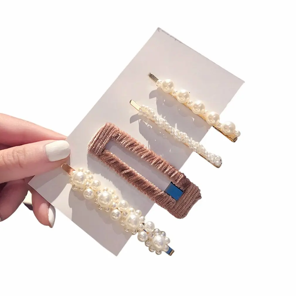 4PCS 01 Модные женские элегантные жемчужные заколки для волос, милые головные уборы для волос, шпильки с орнаментом, заколки, повязка на голову, аксессуары для волос - Цвет: 4PCS 01