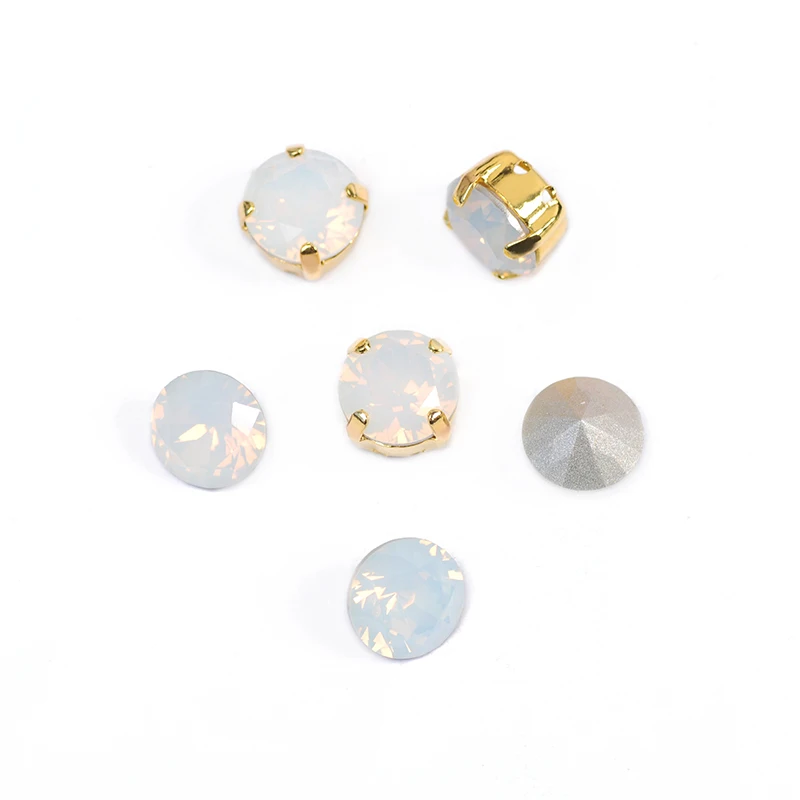 YANRUO 1357 All Sizes White Opal Brilliant Cut Sewing Stones Point Back Strass Crystal Craft Rhinestones For Jewelry Making